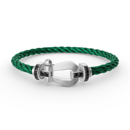 [✨Rose💎]FORCE LARGE HORSESHOE BLACK DIAMOND BRACELET SILVER
