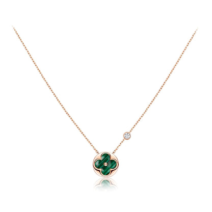 [✨Rose💎]SUN PEDANT PINK GOLD 1 DIAMOND NECKLACE