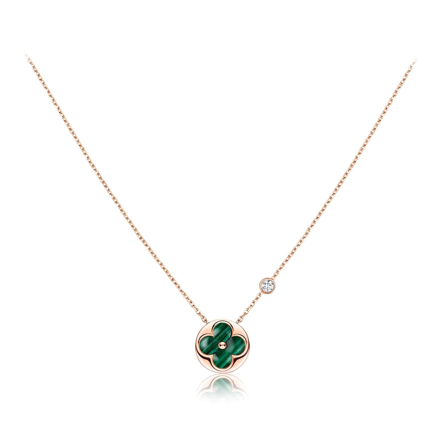 [✨Rose💎]SUN PEDANT PINK GOLD 1 DIAMOND NECKLACE