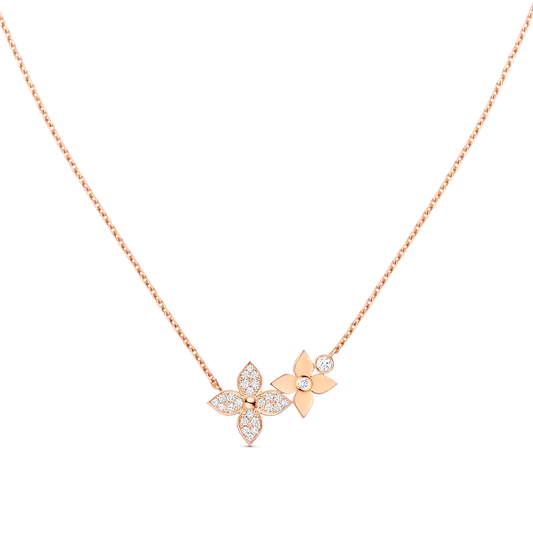 [✨Rose💎]STAR BLOSSOM NECKLACE PINK GOLD DIAMONDS
