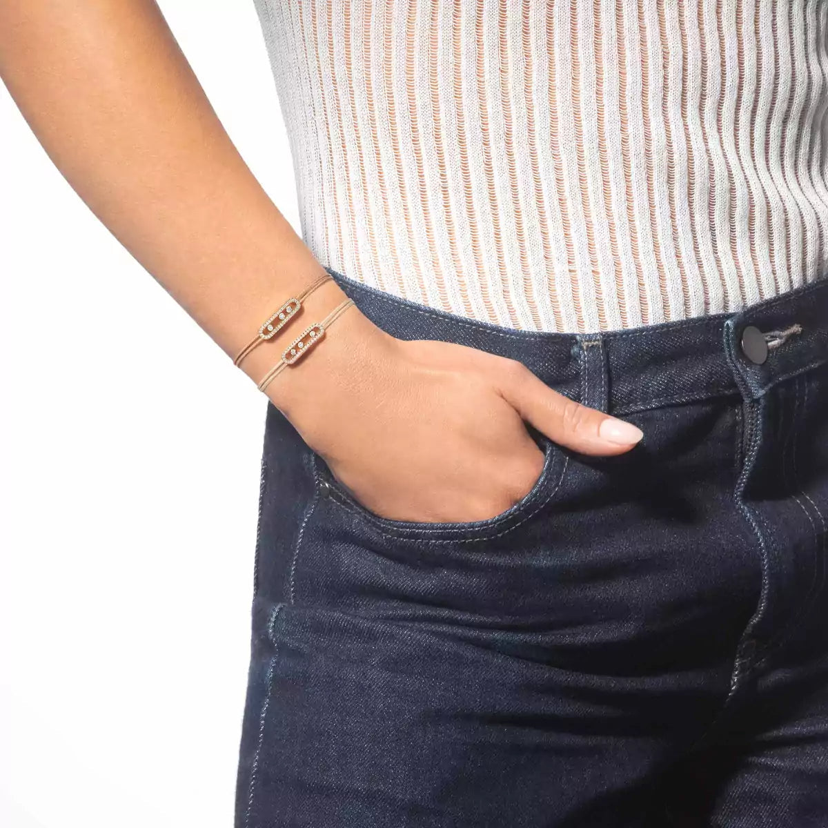 [✨Rose💎]Messika Care(s) pink cord pav茅 bracelet