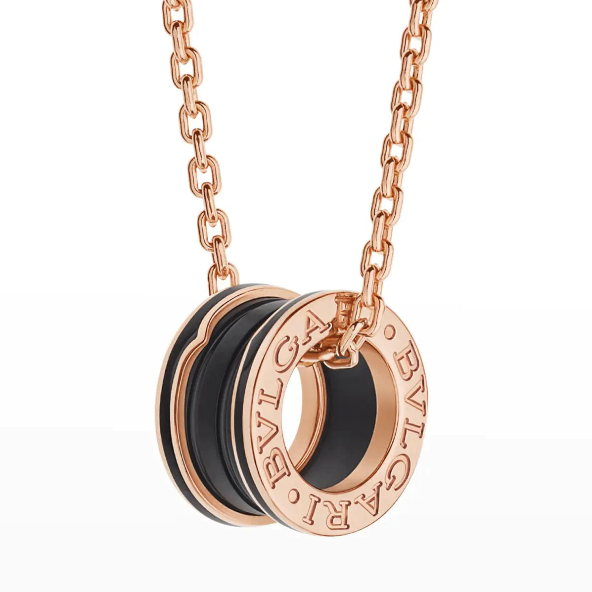 [✨Rose💎]ZERO 1 BLACK CERAMIC PINK GOLD NECKLACE