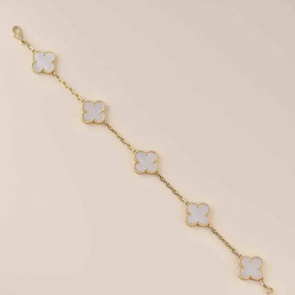 [✨Rose💎]CLOVER WHITE PEARL MOP 5 MOTIF BRACELET COLLECTION