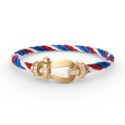 [✨Rose💎]FORCE LARGE HORSESHOE HALF DIAMOND BRACELET GOLD