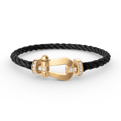 [✨Rose💎]FORCE LARGE HORSESHOE HALF DIAMOND BRACELET GOLD