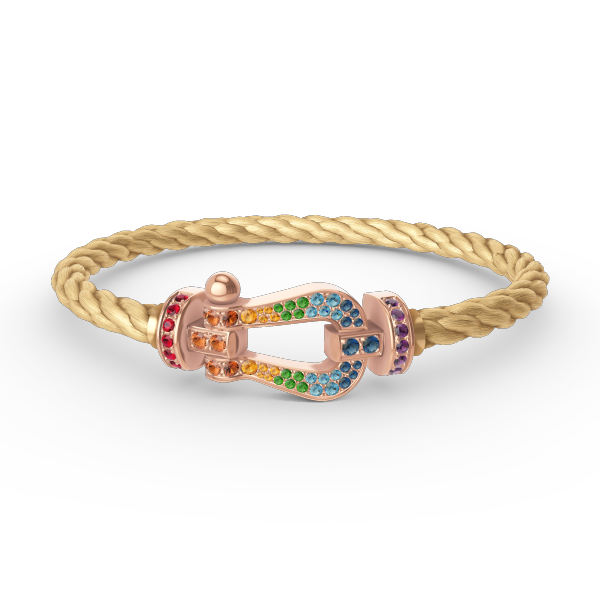 [✨Rose💎]FORCE LARGE HORSESHOE  COLORED DIAMOND BRACELET ROSE GOLD