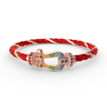[✨Rose💎]FORCE LARGE HORSESHOE  COLORED DIAMOND BRACELET ROSE GOLD