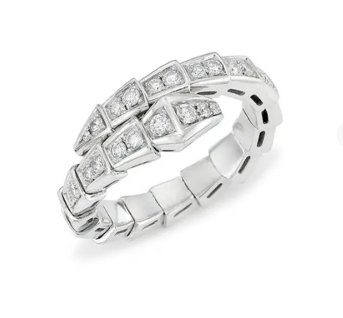 [✨Rose💎]SERPENTI RING SILVER DIAMOND PAVED 4MM