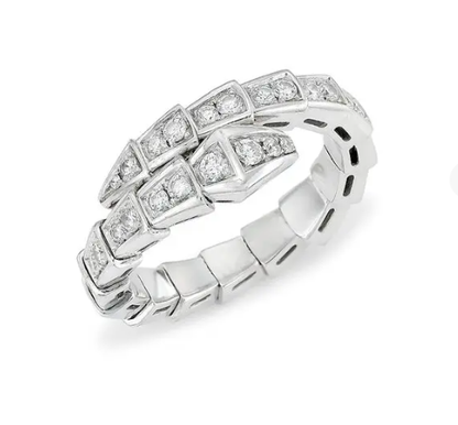 [✨Rose💎]SERPENTI RING SILVER DIAMOND PAVED 4MM