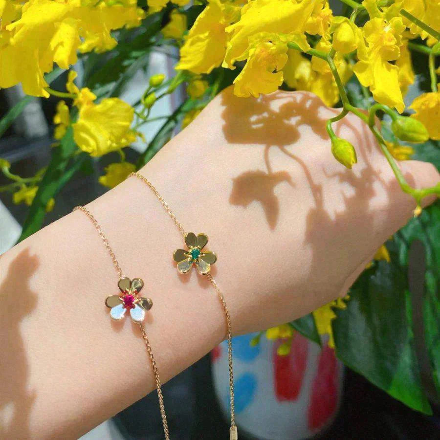 [✨Rose💎]FRIVOLE GOLD FLOWER PINK MALACHITE BRACELET