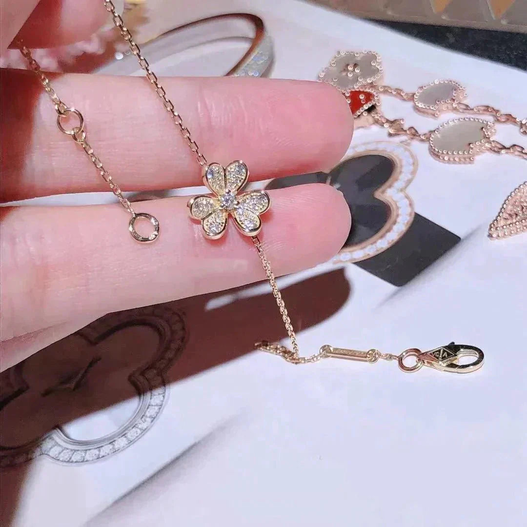 [✨Rose💎]FRIVOLE GOLD FLOWER DIAMOND BRACELET