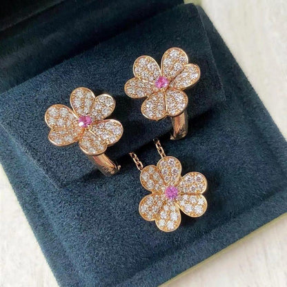 [✨Rose💎]FRIVOLE ROSE GOLD FLOWER DIAMOND NECKLACE