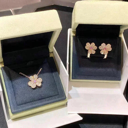 [✨Rose💎]FRIVOLE ROSE GOLD FLOWER DIAMOND NECKLACE