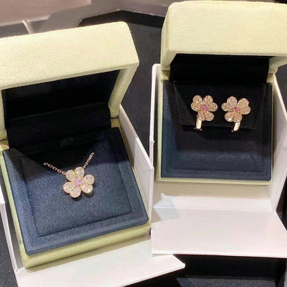 [✨Rose💎]FRIVOLE ROSE GOLD FLOWER DIAMOND NECKLACE