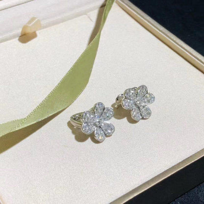 [✨Rose💎]FRIVOLE SILVER FLOWER DIAMOND EARRINGS