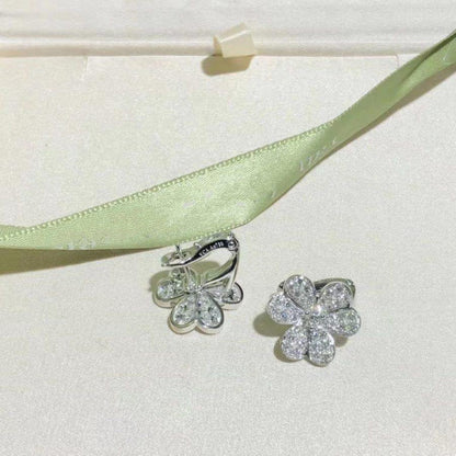 [✨Rose💎]FRIVOLE SILVER FLOWER DIAMOND EARRINGS