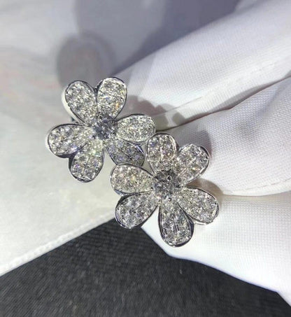 [✨Rose💎]FRIVOLE SILVER FLOWER DIAMOND EARRINGS