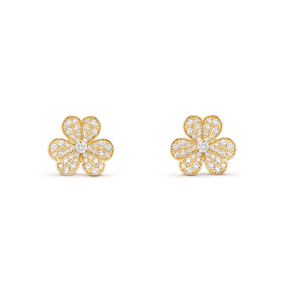 [✨Rose💎]FRIVOLE GOLD FLOWER DIAMOND EARRINGS