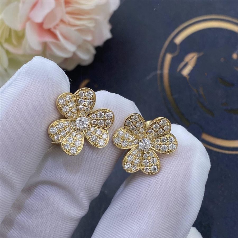 [✨Rose💎]FRIVOLE GOLD FLOWER DIAMOND EARRINGS