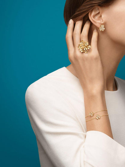 [✨Rose💎]FRIVOLE GOLD FLOWER DIAMOND EARRINGS