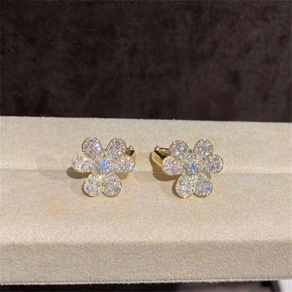 [✨Rose💎]FRIVOLE GOLD FLOWER DIAMOND EARRINGS
