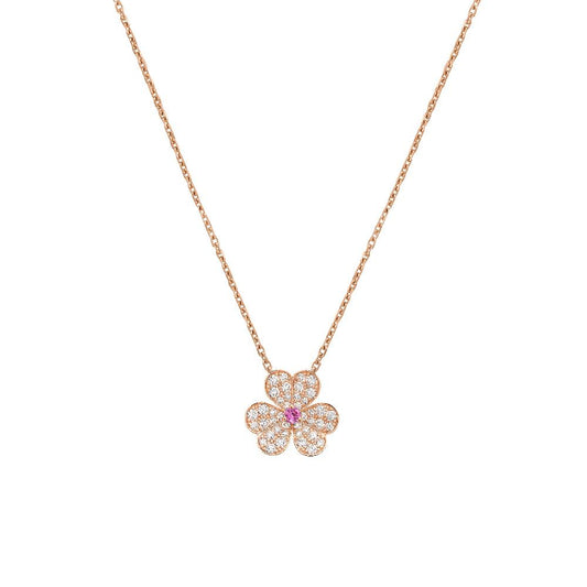 [✨Rose💎]FRIVOLE ROSE GOLD FLOWER DIAMOND NECKLACE