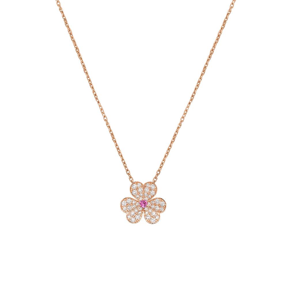 [✨Rose💎]FRIVOLE ROSE GOLD FLOWER DIAMOND NECKLACE