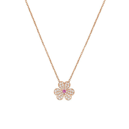 [✨Rose💎]FRIVOLE ROSE GOLD FLOWER DIAMOND NECKLACE