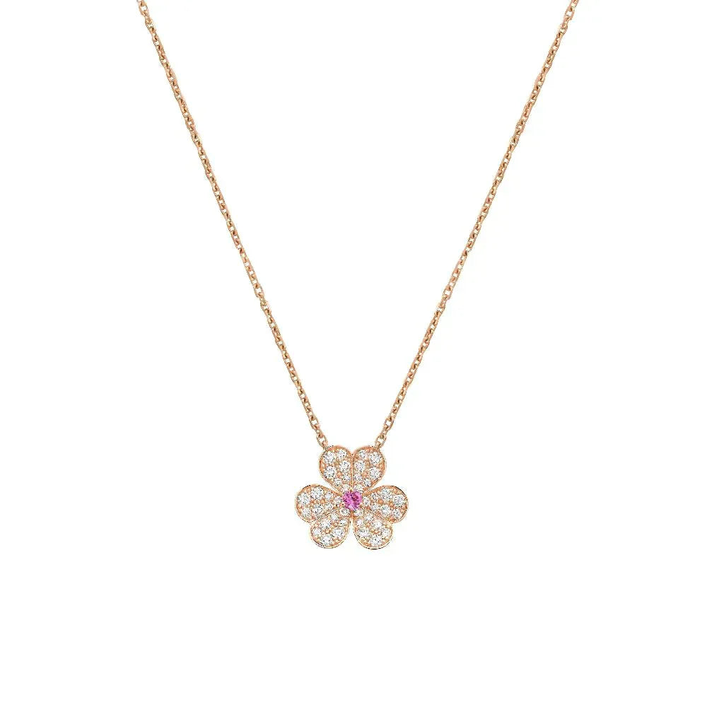 [✨Rose💎]FRIVOLE ROSE GOLD FLOWER DIAMOND NECKLACE