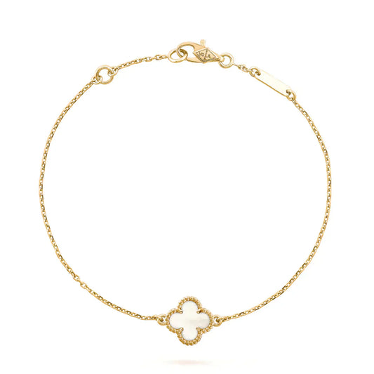 [✨Rose💎]CLOVER WHITE MOP SINGLE FLOWER BRACELET