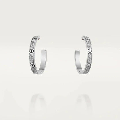 [✨Rose💎]LOVE DIAMOND SILVER HOOP EARRINGS