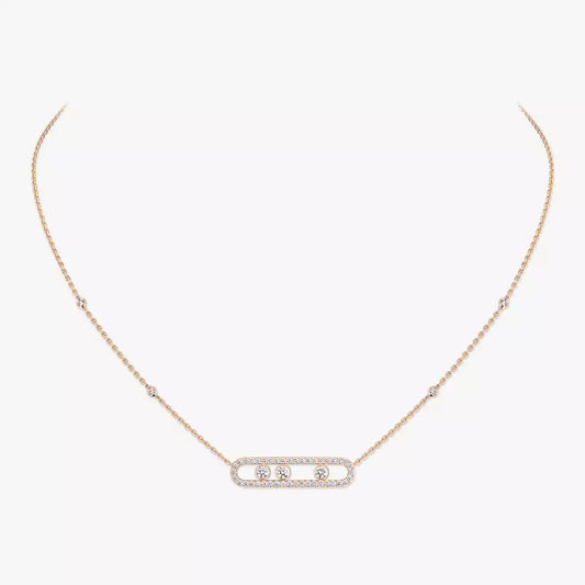 [✨Rose💎] Move Pave_ Rose Gold Diamond Necklace