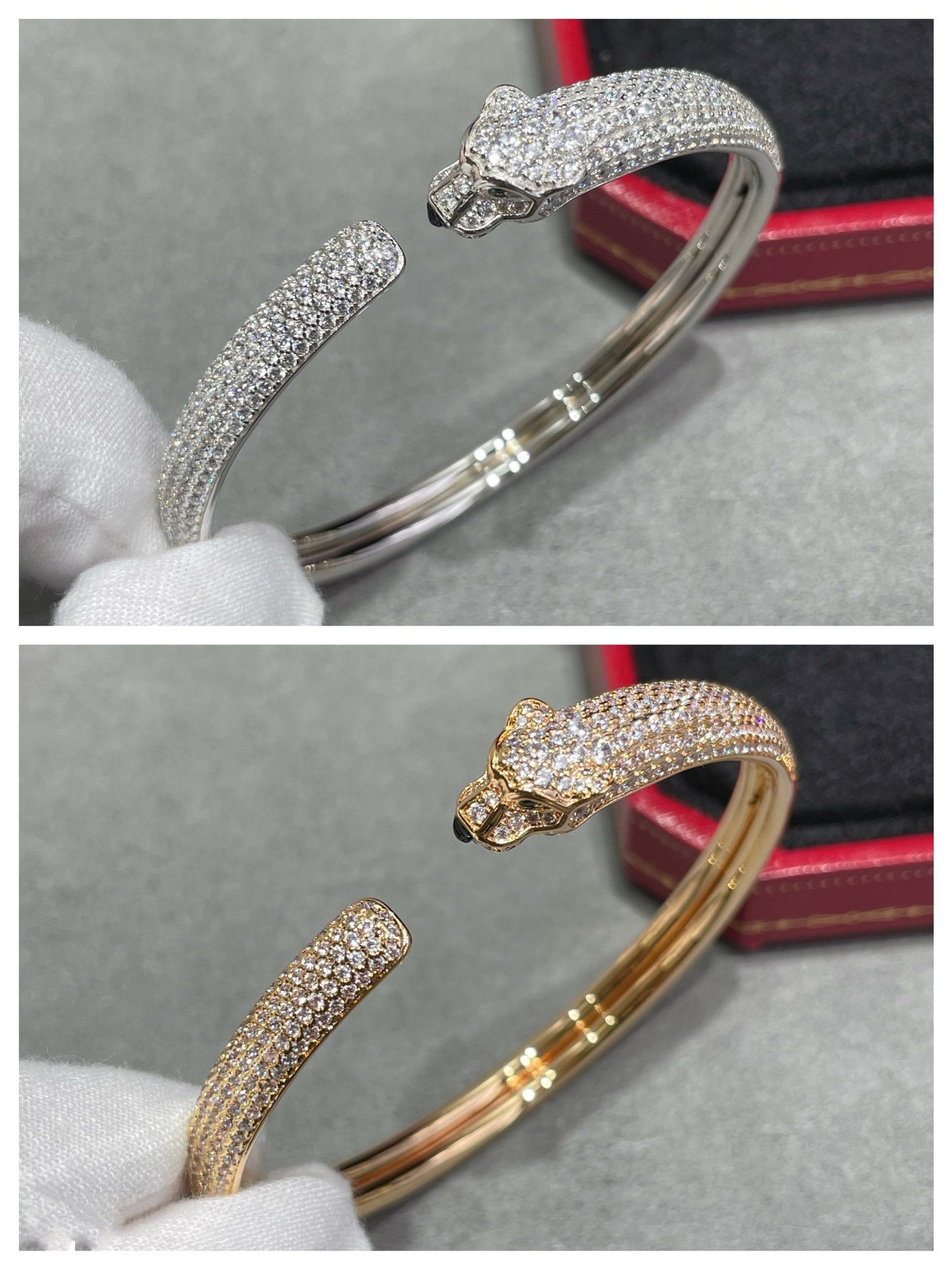 [✨Rose💎]PANTHERE FULL DIAMOND OPEN BRACELET
