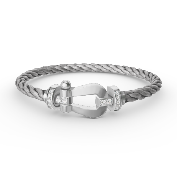 [✨Rose💎]FORCE LARGE HORSESHOE HALF DIAMOND BRACELET SILVER