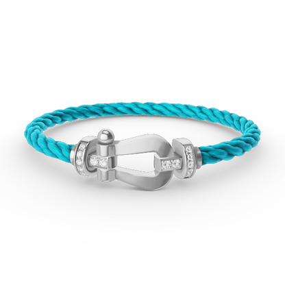 [✨Rose💎]FORCE LARGE HORSESHOE HALF DIAMOND BRACELET SILVER