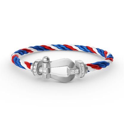 [✨Rose💎]FORCE LARGE HORSESHOE HALF DIAMOND BRACELET SILVER