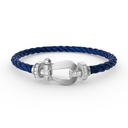 [✨Rose💎]FORCE LARGE HORSESHOE HALF DIAMOND BRACELET SILVER