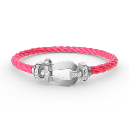 [✨Rose💎]FORCE LARGE HORSESHOE HALF DIAMOND BRACELET SILVER