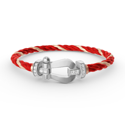 [✨Rose💎]FORCE LARGE HORSESHOE HALF DIAMOND BRACELET SILVER