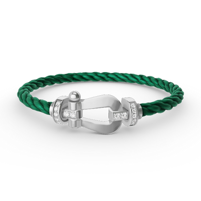 [✨Rose💎]FORCE LARGE HORSESHOE HALF DIAMOND BRACELET SILVER